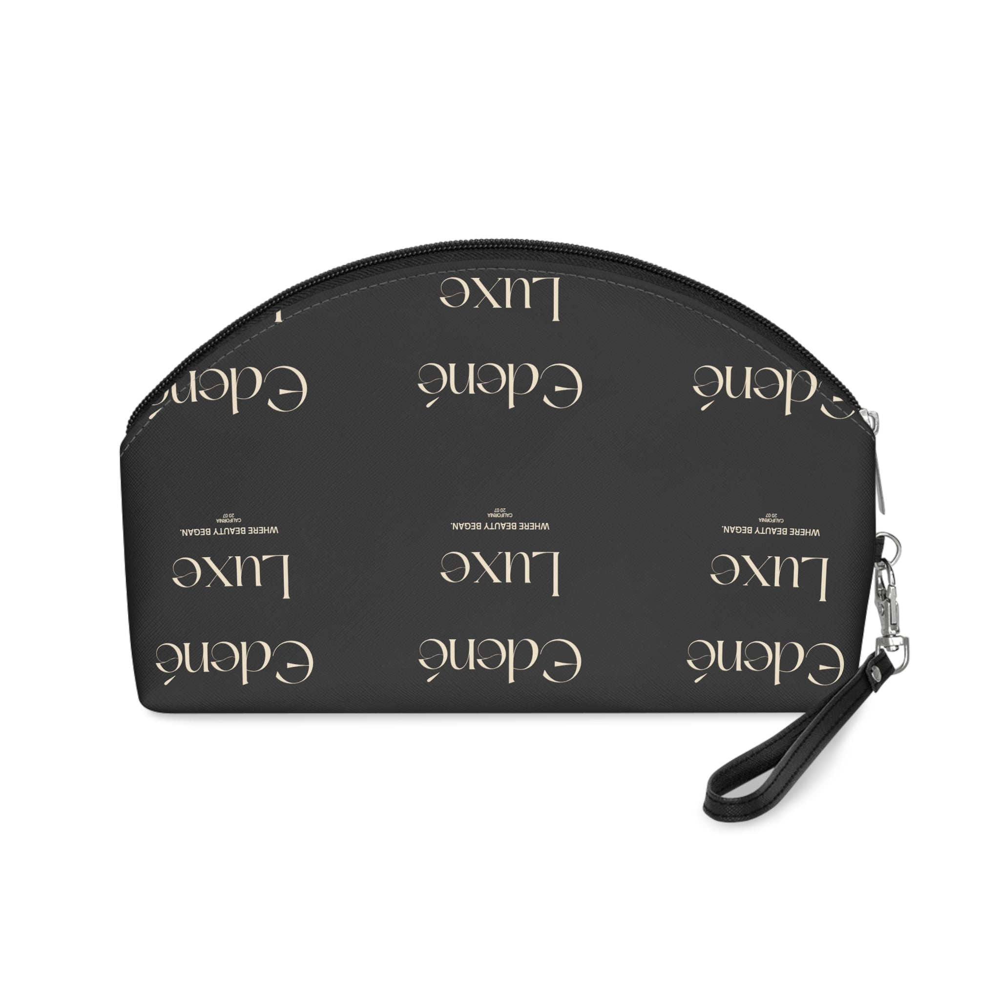 Luxury Monogram Makeup Bag — Black 'Edene Luxe' Cosmetic Pouch