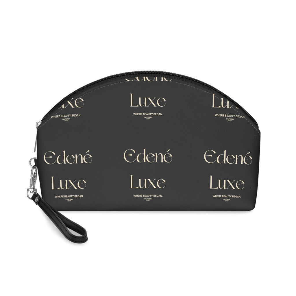 Luxury Monogram Makeup Bag — Black 'Edene Luxe' Cosmetic Pouch