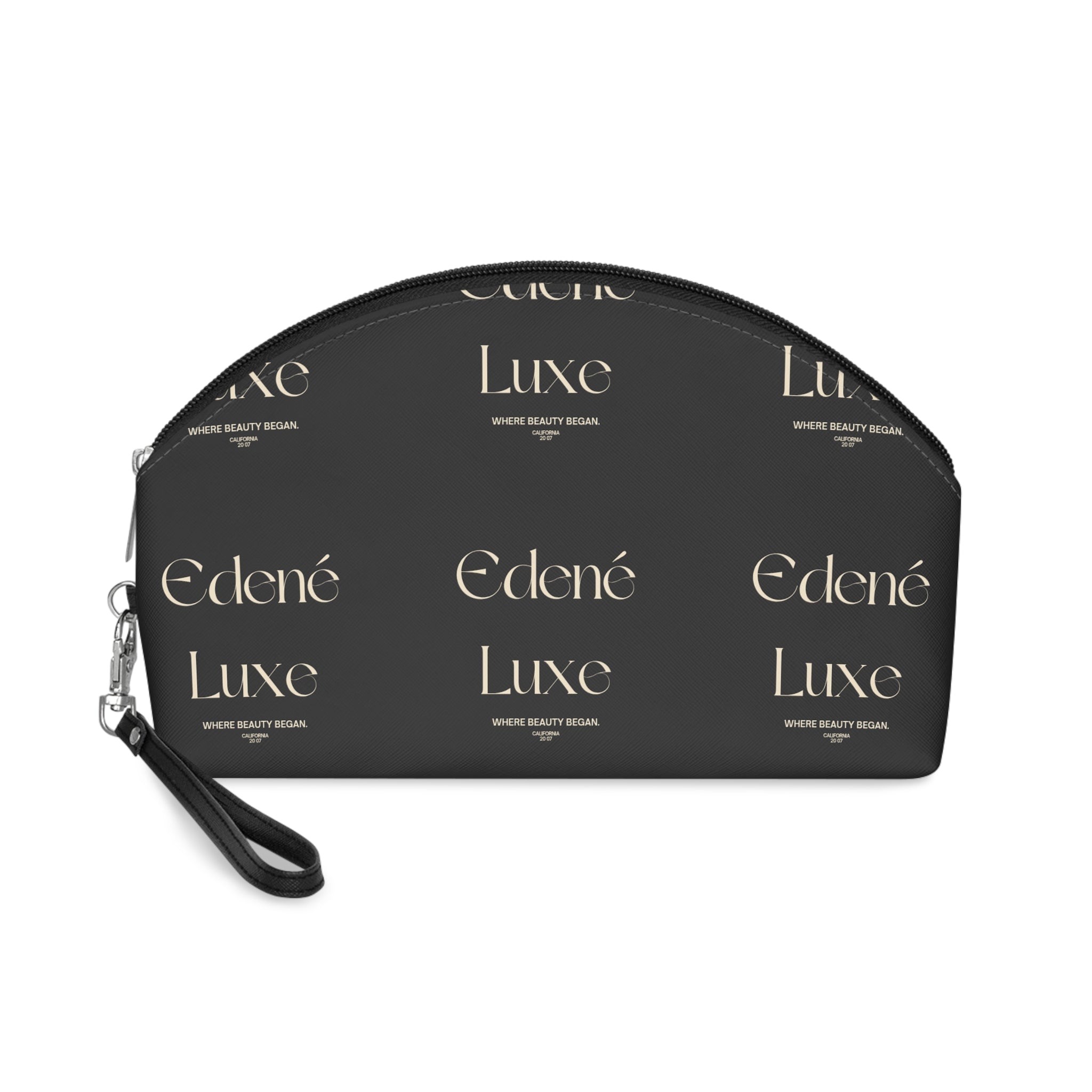 Luxury Monogram Makeup Bag — Black 'Edene Luxe' Cosmetic Pouch